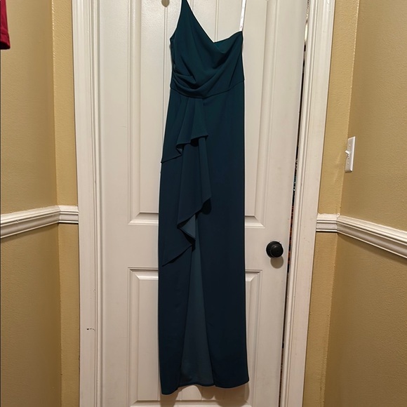 Elegant Teal One-Shoulder Dress - Picture 1 of 4